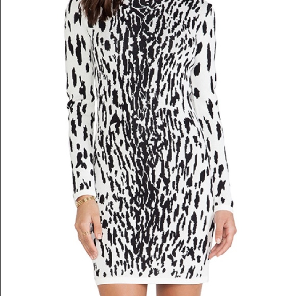 Bardot Snow Leopard Long Sleeve Mini Dress